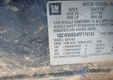 2015 Chevrolet Silverado 2500Hd Ltz from USA, damaged, VIN 1GC1KWEG4FF174134